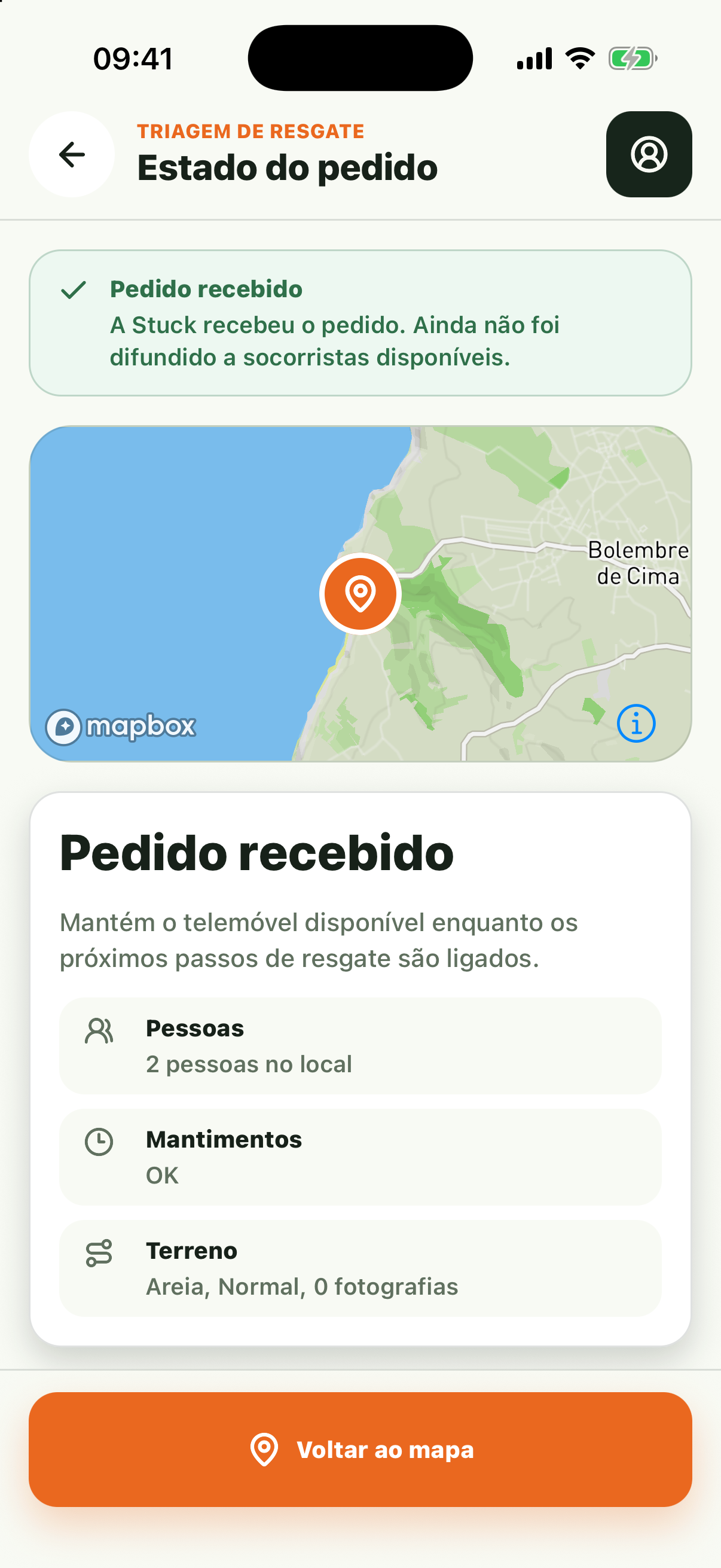 Estado atual de pedido recebido e ainda não difundido