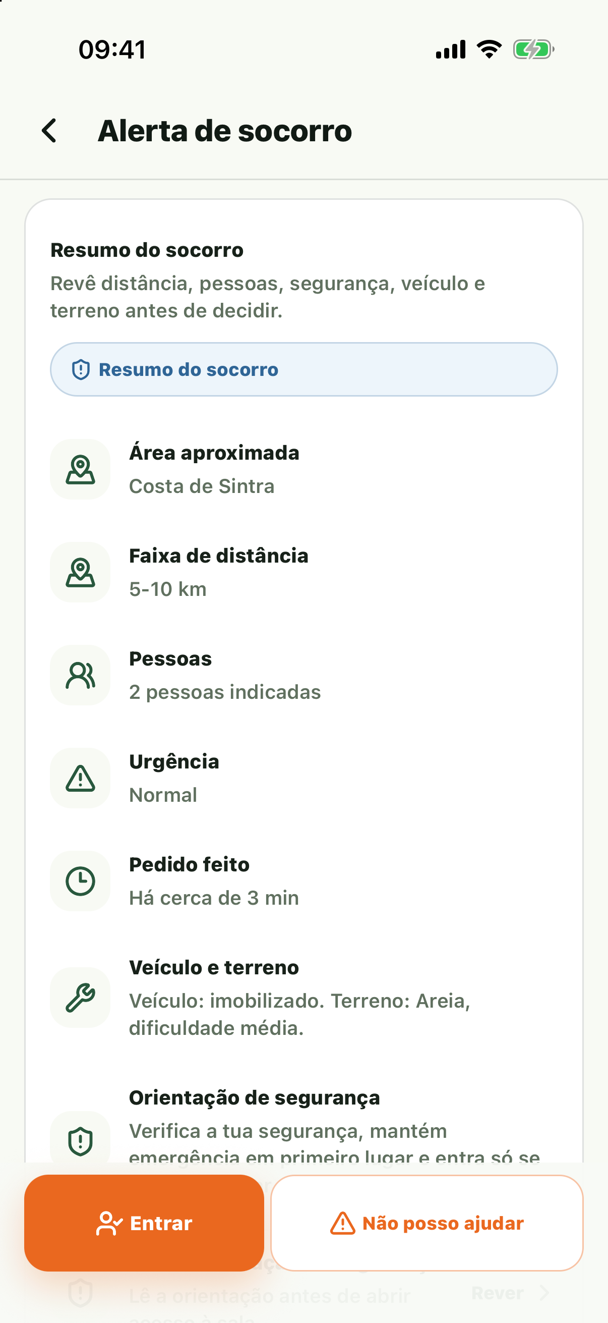 Captura atual do alerta de socorro da Stuck